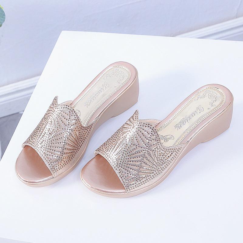 Zapatillas de verano para mujer con sandalias de tacón de pendiente de  plataforma de pedrería y zapatillas comprar a buen precio — entrega  gratuita, reseñas reales con fotos — Joom