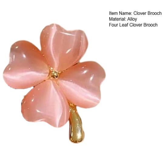 Yousheng Clover Brooch Formal Clothes Collar Decoration Plant Brooch Clothes Jewelry Smooth Realistic Leaf Shape Anti-rust Lightweight Clothes Pin