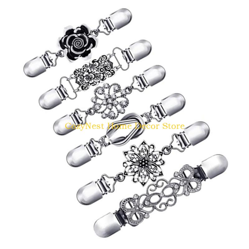 92MF Cardigan Collar Clip Scarf Collar Clip Sweater Shawl Clip Cardigan Brooch Safety Pin For Women Sweater Scarf Shawl Dress