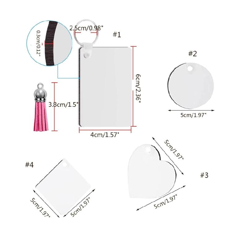 200Pieces Sublimation Blanks for DIY Keychain Craft Ornament with Tassel
