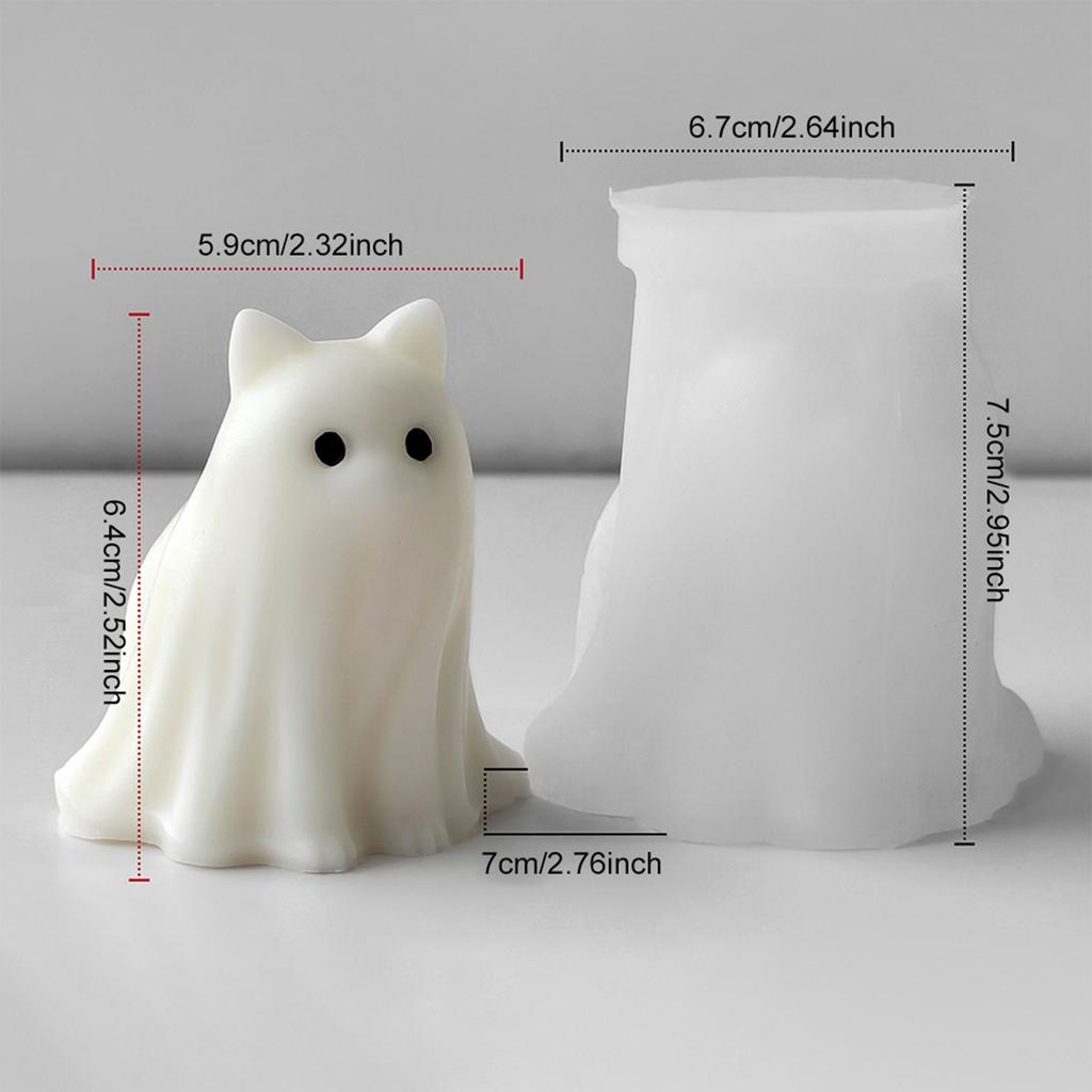 Cat Dog Ghost Silicone Mould Handmade Figurine Silicone Mold Spooky Candle Mold for Baking Candle Crafting
