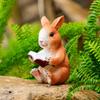 Handicraft Rabbit Reading Book Statue Resin Crafts Garden Animal Statue  Garden Courtyard Decor