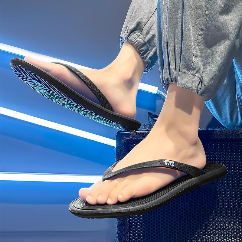 Trendy Black Flip Flops for Men In Wear Simple N-slip Soft Sole Clip Foot-slip Fashiable and Versatile Beach Sand2026