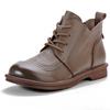 Women'S Boots  Autumn/Winter New Retro Single Boot Low Heel Short Boot British Style Genuine Leather Round Toe Womens Shoes