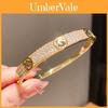 Zircon Stone Filigree Bangle In 18k Gold Finish For Elegant Ladies Accessories
