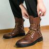 Luxus Designermode Neue Herren Rock Punk Gürtelschnalle Westwärts Knöchelboots Botas Motorradschuhe Zapatos Hombre
