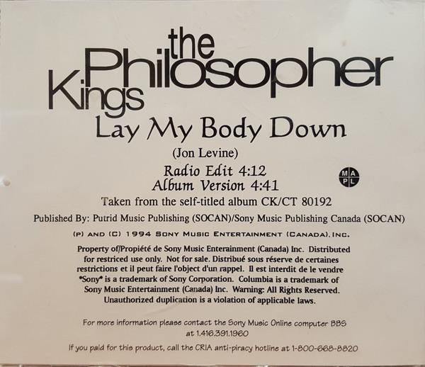 CD PHILOSOPHER KINGS Lay My Body Down CDNK1116 Columbia Canada SoulFunk Б/у