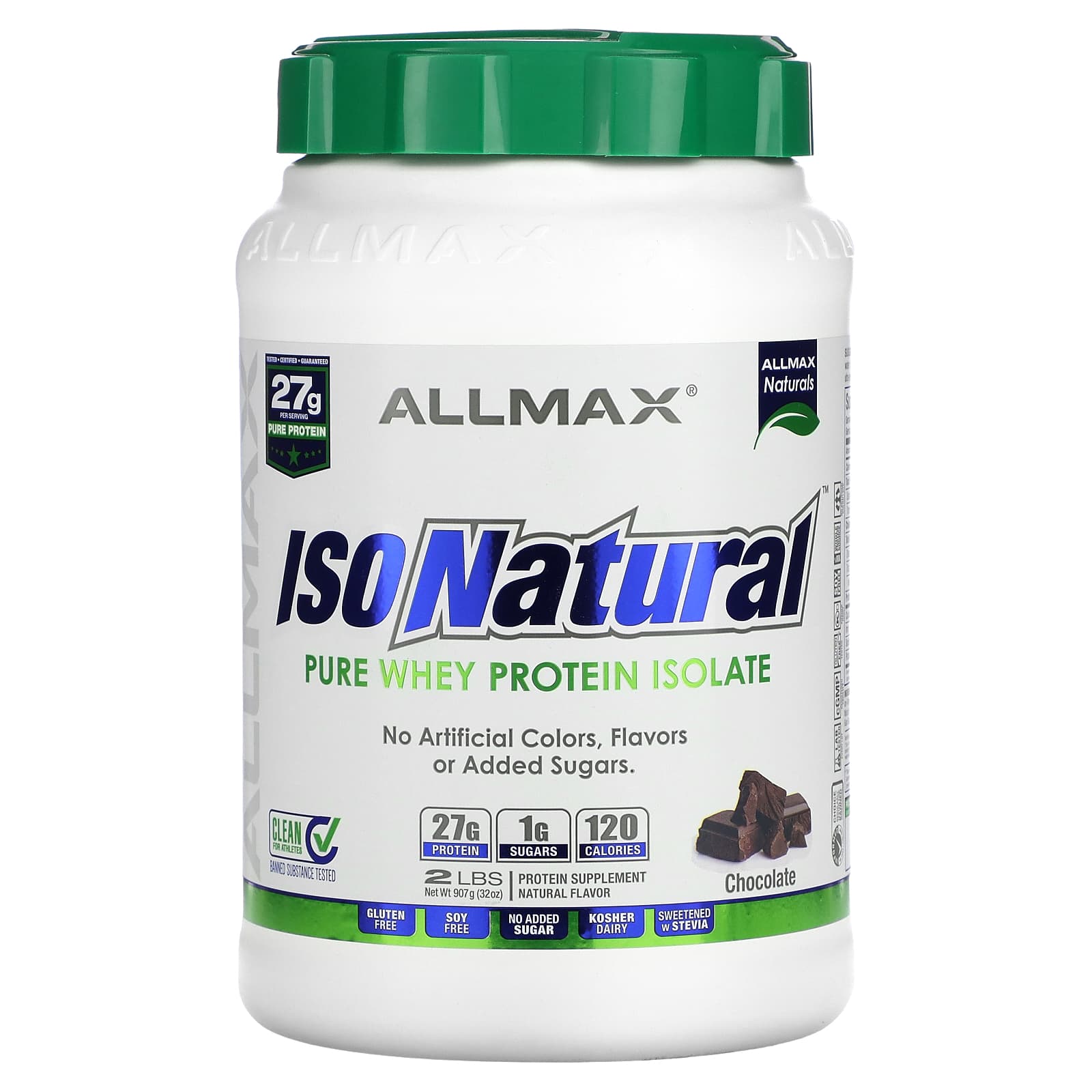 

ALLMAX, IsoNatural, 100% Ultra-Pure Natural Whey Protein Isolate, Chocolate, 2 lbs (907 g)