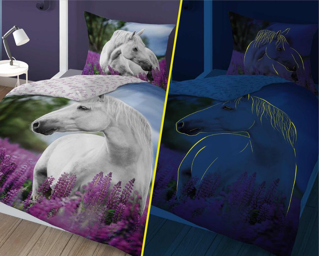 Fluorescent Cotton Bedding 160x200cm Horse