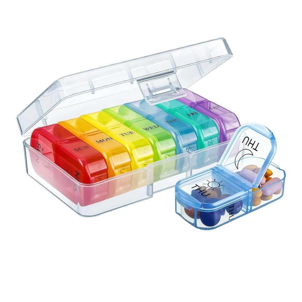 New Portable Premuim Weekly Pill Cases Box Organizer Storage 2 Times A Day 14 Grids for Medicine Vitamin Supplements Fish Oils