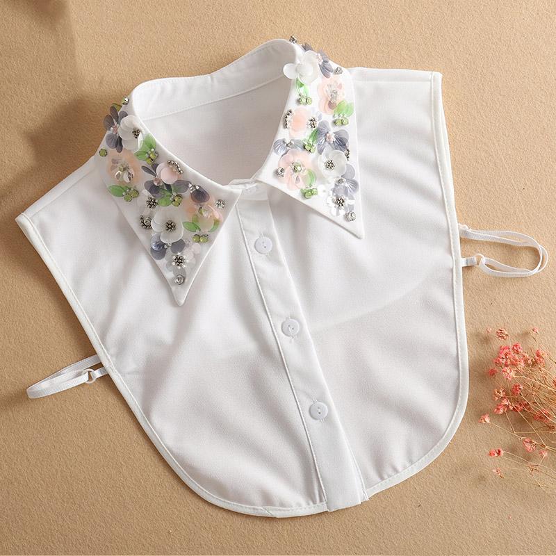 Sequined Womans Detachable Collars White  New Ladies Tie Black False Fake Collar Shirt Women Beading Removable Nep Kraagie