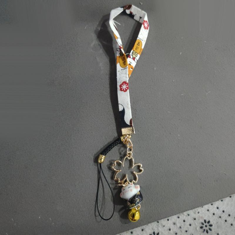 Correa para teléfono, cordones, Margarita, flor, gato, campana, teléfono móvil, cuerda colgante, decoración