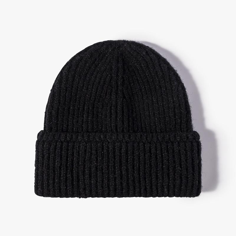 Cross-Border Soft Double Layer Pullover Bare Plate Knitted Warm Dome Hat Acrylic Beanie