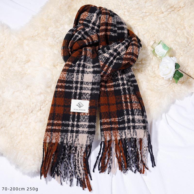 British Style Plaid Scarf Versatile Imitation Cashmere Scarf Shawl Advanced Sense Student Men'S And Women'S Scarf