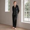 Seidenpyjama-Set mit Schmetterlingsstickerei - Damen Maulbeerseide Zweiteiler für Frühling/Sommer
