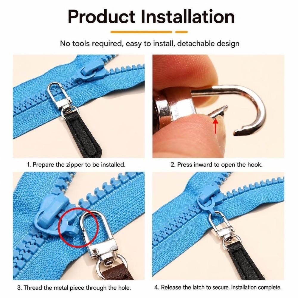 4pcs/set Detachable Zipper Pull PU Leather Zipper Fasteners Bags Luggage Purses Backpacks