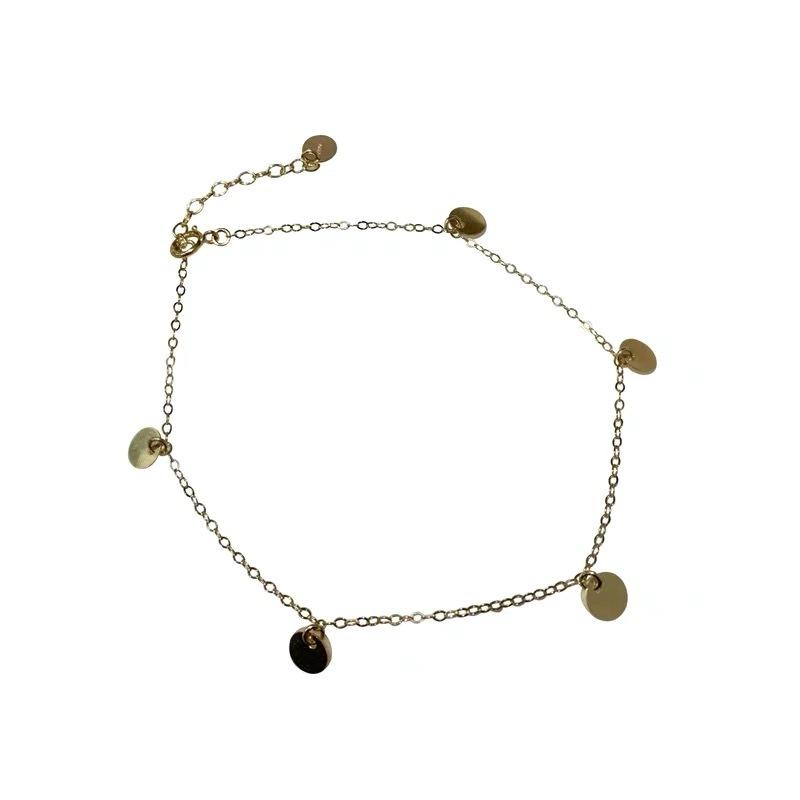 S925 Sterling Silver Super Flash round Anklet for Women Special-Interest Design Simple Sexy Temperament Versatile Foot Ornaments
