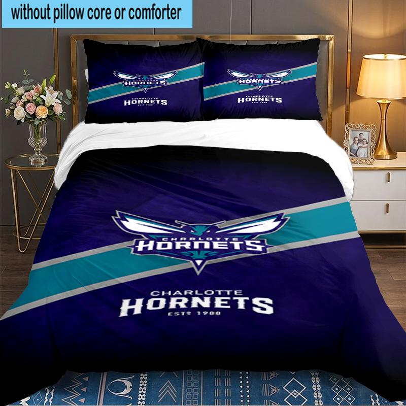 Charlotte-Hornets Logo 3pcs Bedding Set,Including 1pc Duvet Cover And 2pcs Pillowcases Perfect Gift for Christmas,Ideal for Bedroom, Dormitory
