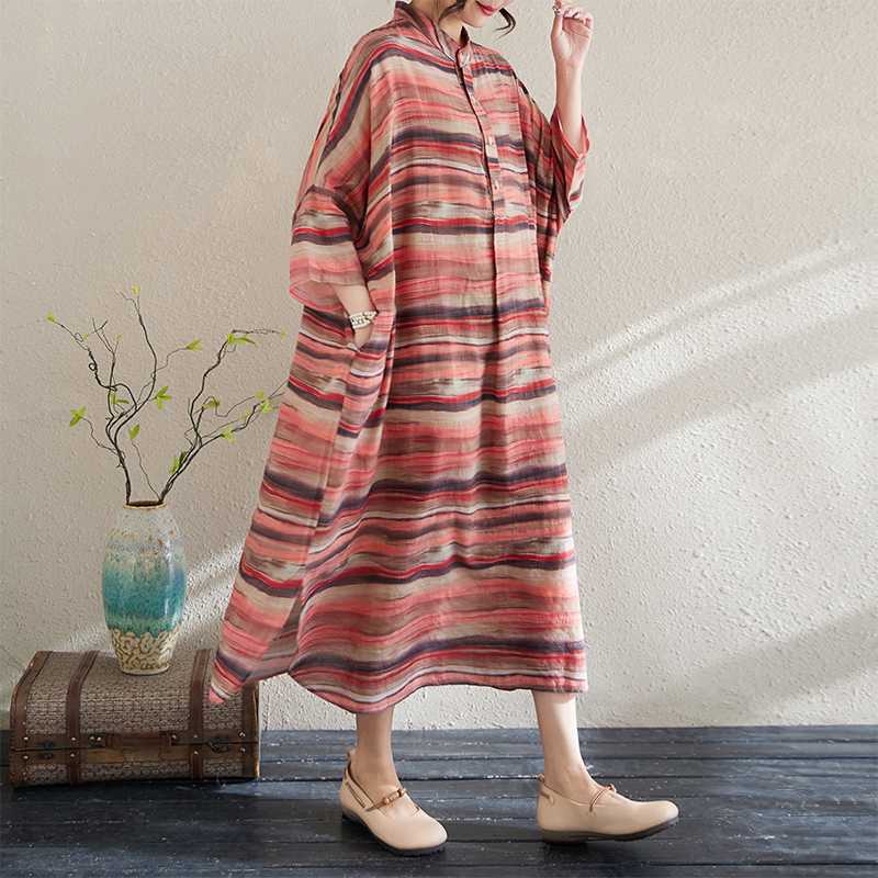 Spring Stand-up Collar Plus-size Vacation Dress