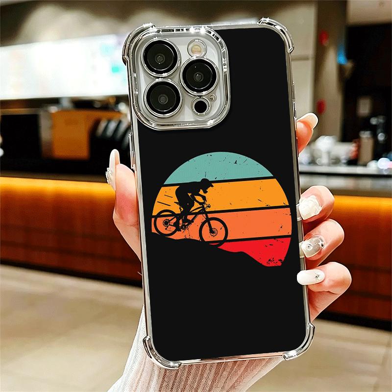 Mountain Bike Bicycle Soft Phone Case For iPhone 15 16 17 Air 14 Pro Max 16E Plus 13 12 Mini Plating Anti-Fall Fundas