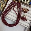 Exploding Fire Ankara Red Multi-Layer Wrap Necklace 5 Strings Side By Side Beaded Necklace Fashion Stack