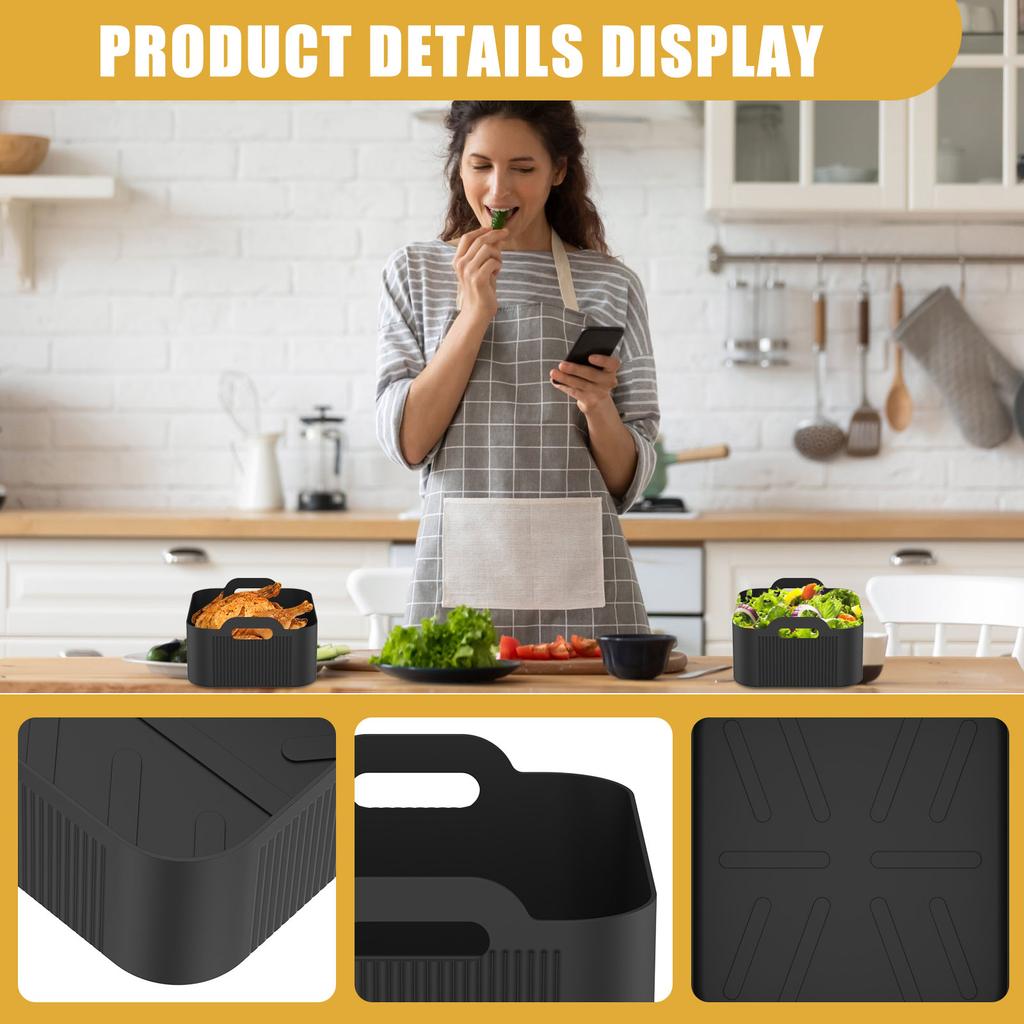 Large-Capacity Airfryer Silicone Pot Heat-Resistant Air Fryer Basket Liners Versatile Air Fryer Accessories for Oven or Steamer