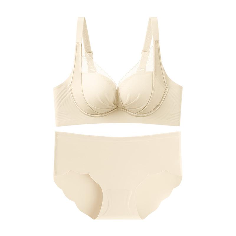 Sexy red suit, women's underwear without side bones, gathered jelly lift, non-magnetic anti-sagging, closed breast bra
