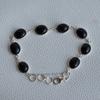 Zwarte Onyx Armband, Handgemaakte 925 Sterling Zilver Zwarte Edelsteen Armband, Cadeau voor Haar, Lichtgewicht Zetting Armband