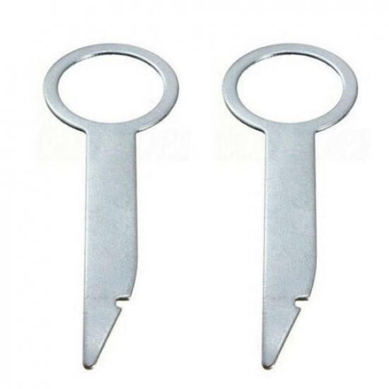 Car Radio Removal Tools 8cm P Release Tool Keys Silver Stereo Auto New