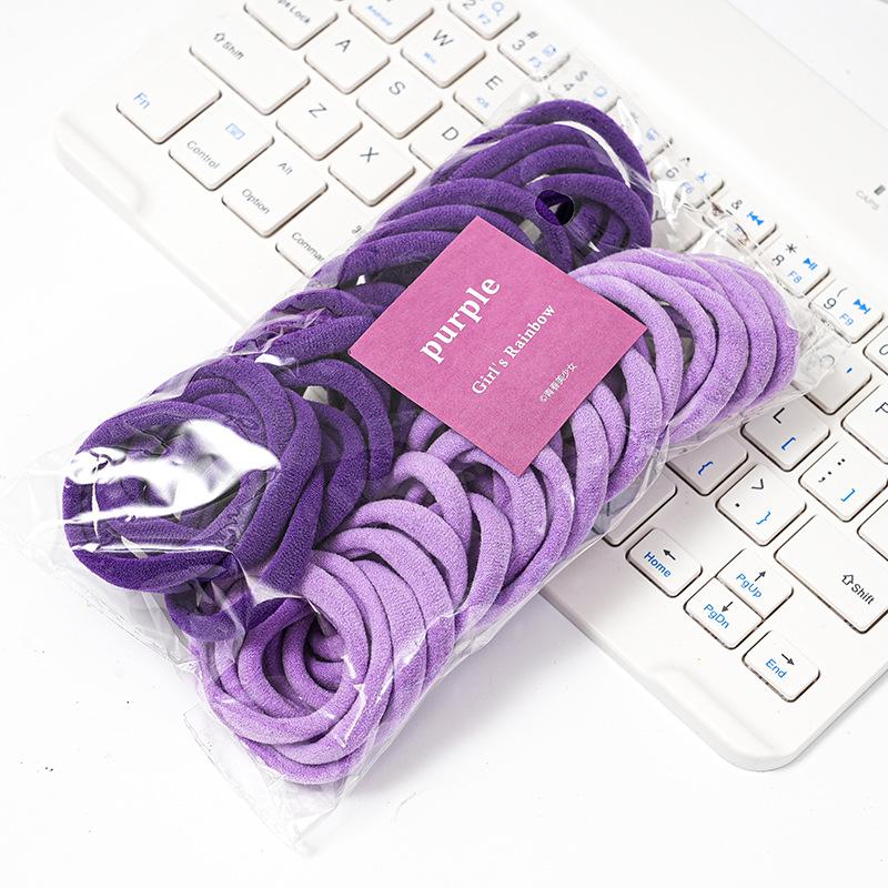 50Pieces Set of Dual Color Four Season High Elastic Seamless Hair Rope Simple and Durable Fashionable Leather Band Soft Knitt