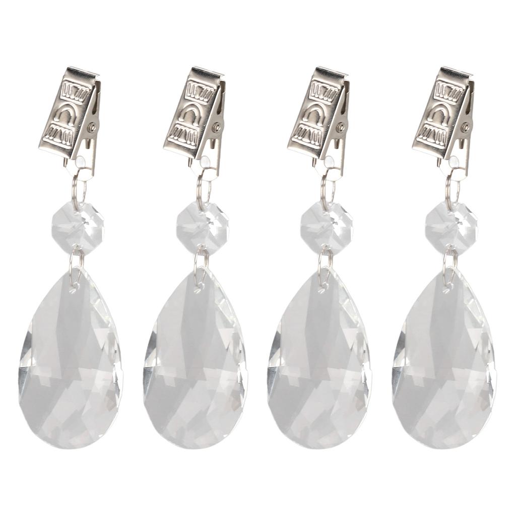 Wassertropfen Tischdeckenbeschwerer mit Metallclip-Set Kristallglas Tropfenprismen Anhänger Tischdeckenbeschwerer für