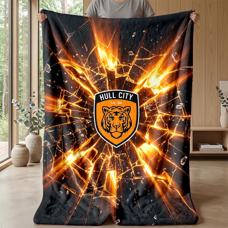 Coperta in Flanella con Stampa Hull City Football, Morbida Calda Leggera Coperta Plaid per Divano Letto Campeggio