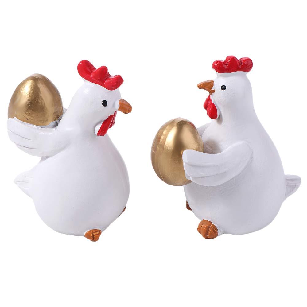 Cartoon Easter Chicken Egg Figurines Cute Animal Sculpture  Home Office Courtyard