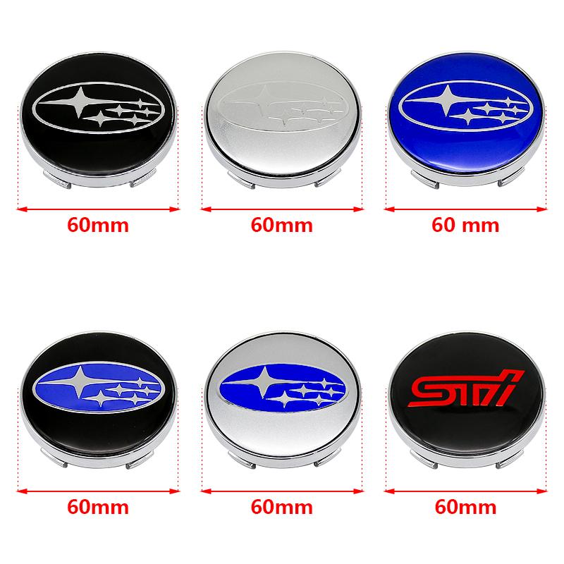 4 Stück 56MM Auto Radnabenabdeckung Aufkleber 60mm Nabenkappe Emblem für Subaru Outback Legacy Forester Impreza Tribeca WRX DRL XV STI