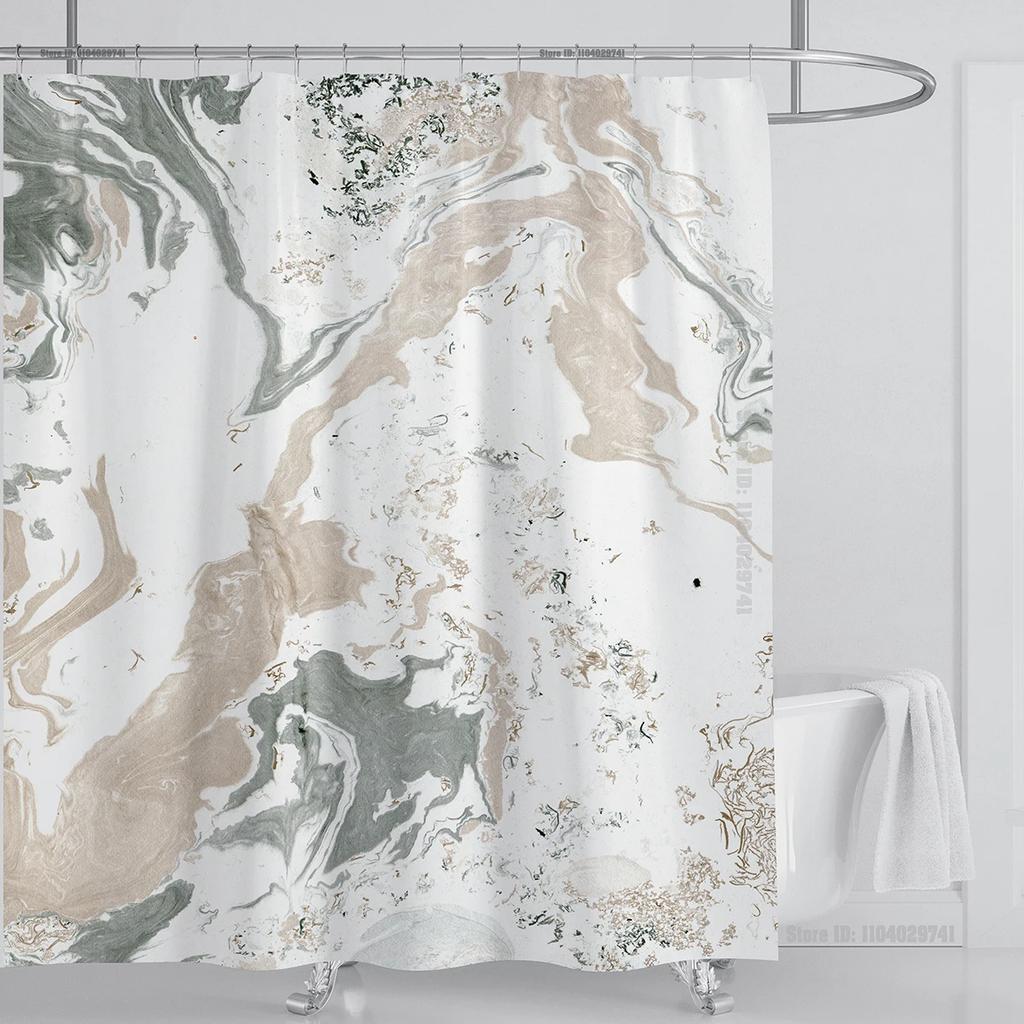 Marble Waterproof Shower Curtain Waterproof Shower Curtain for Bathroom Decor Printed Washable Shower Curtain with Hooks