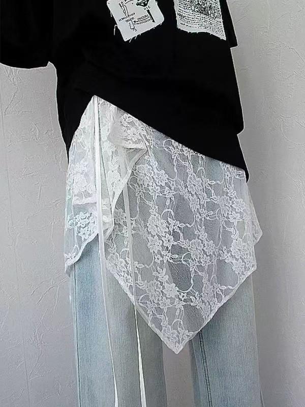 Niche Lace-Up Layered Half Skirt Cover for Women