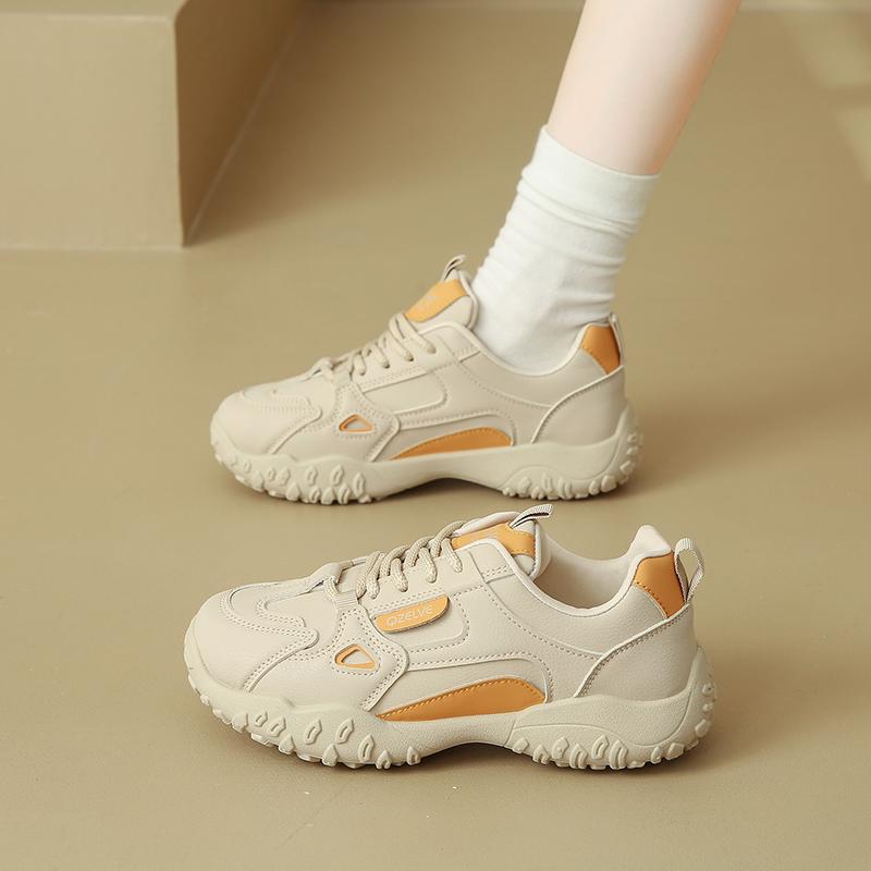 

CRLAYDK Sneakers for Women Lace Up Comfort Shoes Casual Leather Ladies Walking Leather Footwear Anti Slip Trainers 35