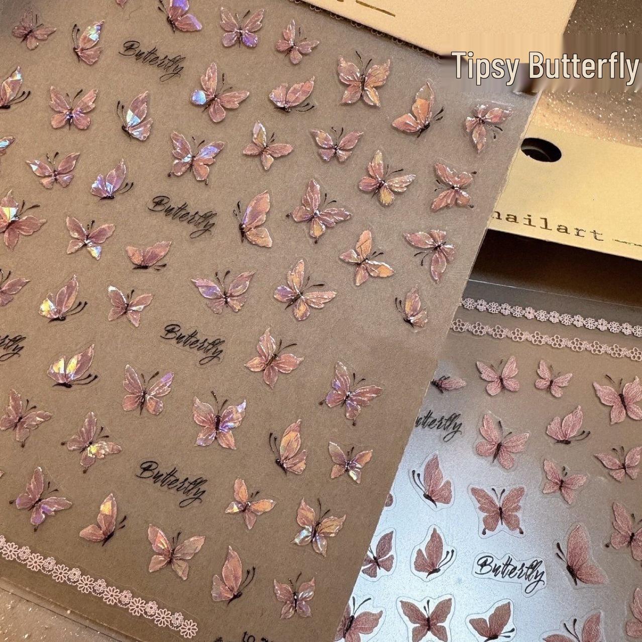 

Iridescent Taro Purple Butterfly Nail Art Stickers