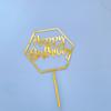 Acrylic Gold Mirror Happy Birthday Cake Toppers Reusable Cake Decorations for Birthday Party Supplies