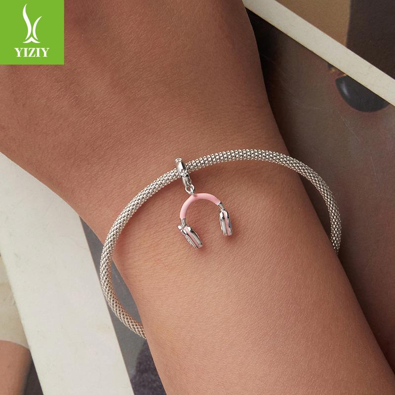 S925 Sterling Silver Pendant Jewelry Accessories Summer Small Fresh Hippocampus Earphones Diy Beaded Collection