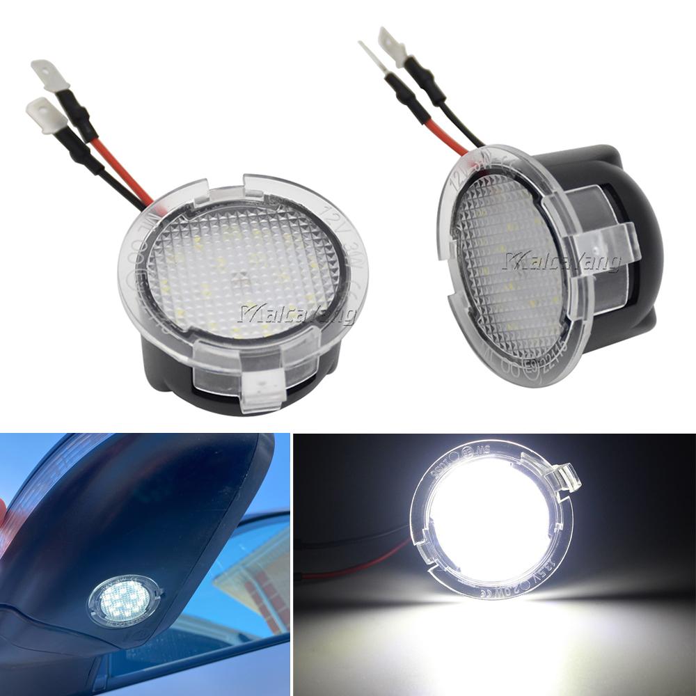 2Pcs Canbus No Error LED Side Mirror Puddle Lights For Ford F150 Mondeo Mk5 Mustang Edge Explorer Expedition Flex 6000K White Dome Lights 6