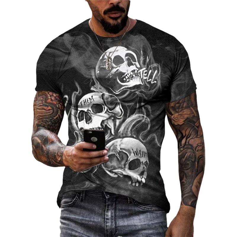 Evropa a Amerika Móda Cool vzor lebky Pánské tričko Léto Ležérní Teror trička s grafikou 3D tištěná osobnost Trička Topy