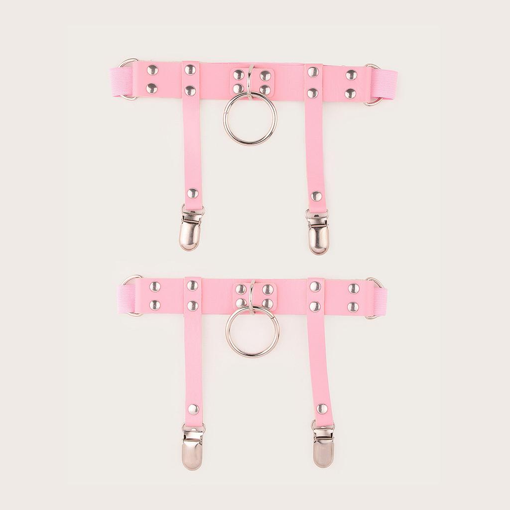 Ladies Style Punk Leg Ring With Metal Leather Y2k Fetish Garters For Party Wear