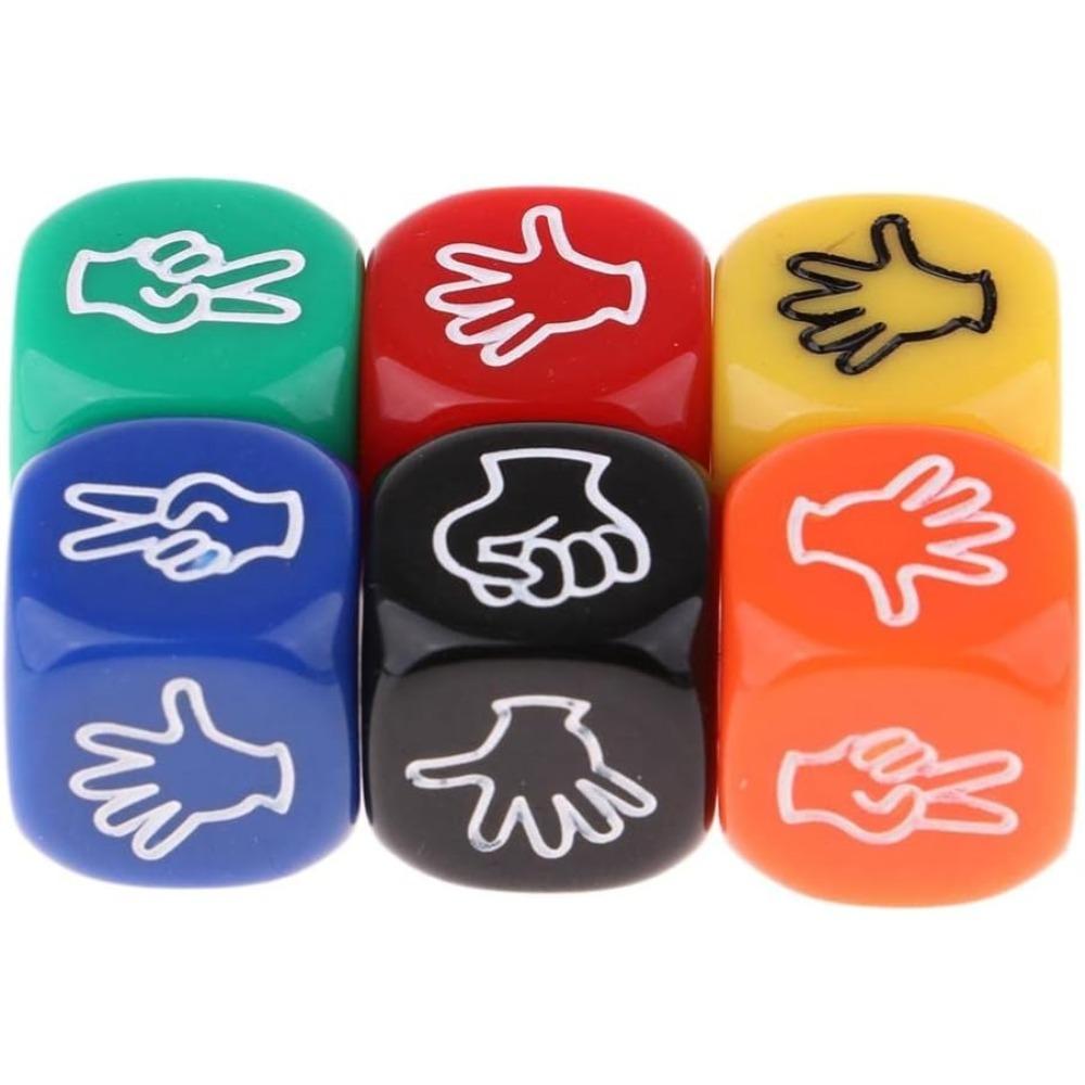 Rock Paper Scissors Dice, 6 Sided 6 Colors 20mm Scissors Game Dice, Dice Game, Finger Guessing Game Dice for Adults Kids Family Party (6PCS)