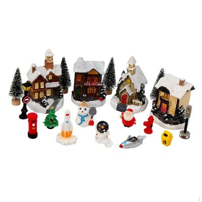 Xmas Village Sets Party Favor Santa Claus Figures Lighted House Collection for Living