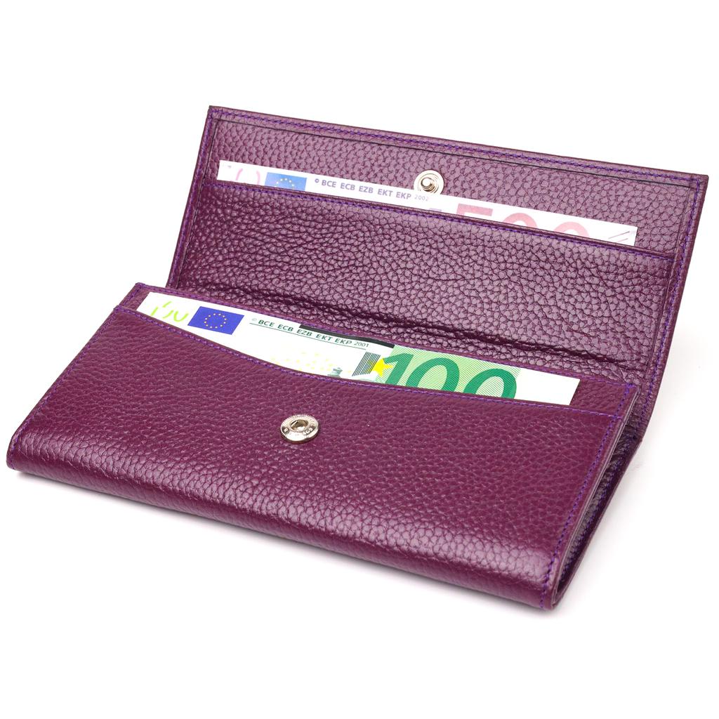 Geräumige Damenbrieftasche aus genarbtem Echtleder CANPELLINI Wallet 21630 Lila