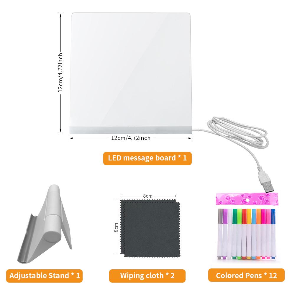 Acrylic Night Light Whiteboard: USB Holiday Decorative Children's Drawing Display