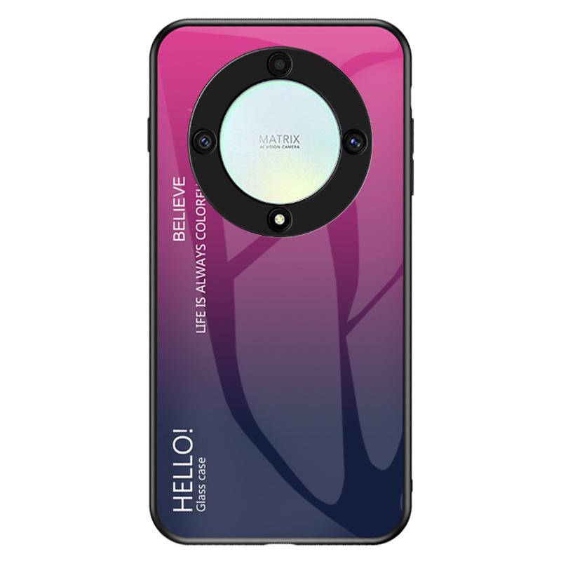 

For Honor X9a 5G Tempered Glass+PC+TPU Phone Cover Gradient Color Smartphone Case Gradient Rose