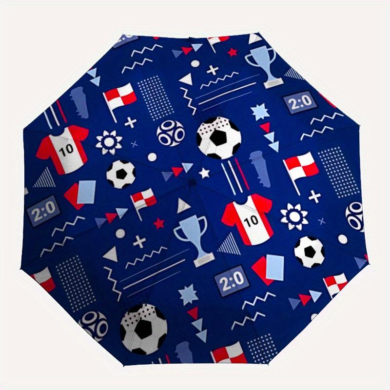1pc Soccer Sports Automatic Open 8-Rib Windproof Umbrella, Travel & Commuting, Suitable for All Seasons