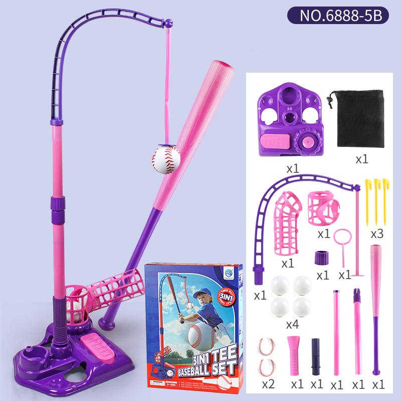 3-in-1 Kids Baseball Set for Ages 3-5/5-8, Batting Tee, Stand Tee, Pitching Machine with 4 Plastic Softballs & Bat